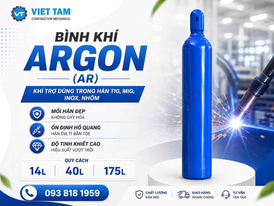 Đổi khí Argon tại Khí Việt Tâm