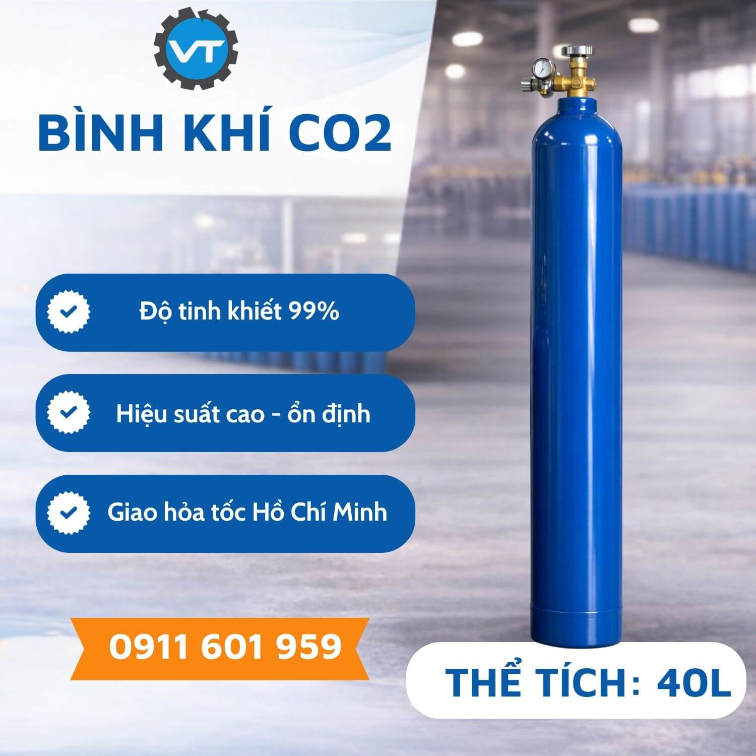 Khí CO2 40L C40 - Khí CO2 Công Nghiệp Dùng Hàn MIG Hiệu Quả
