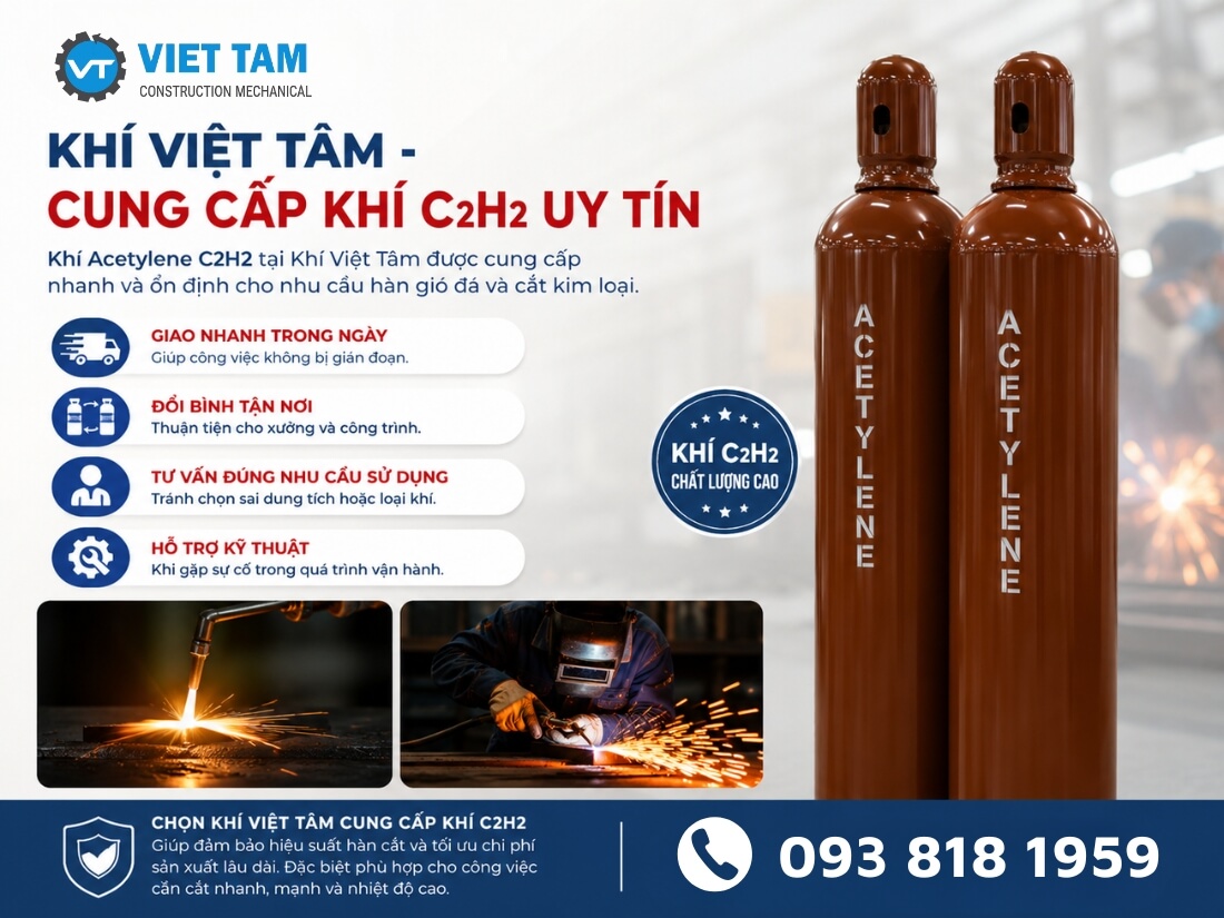 Chọn Bình khí Acetylene C2H2 tại Khí Việt Tâm