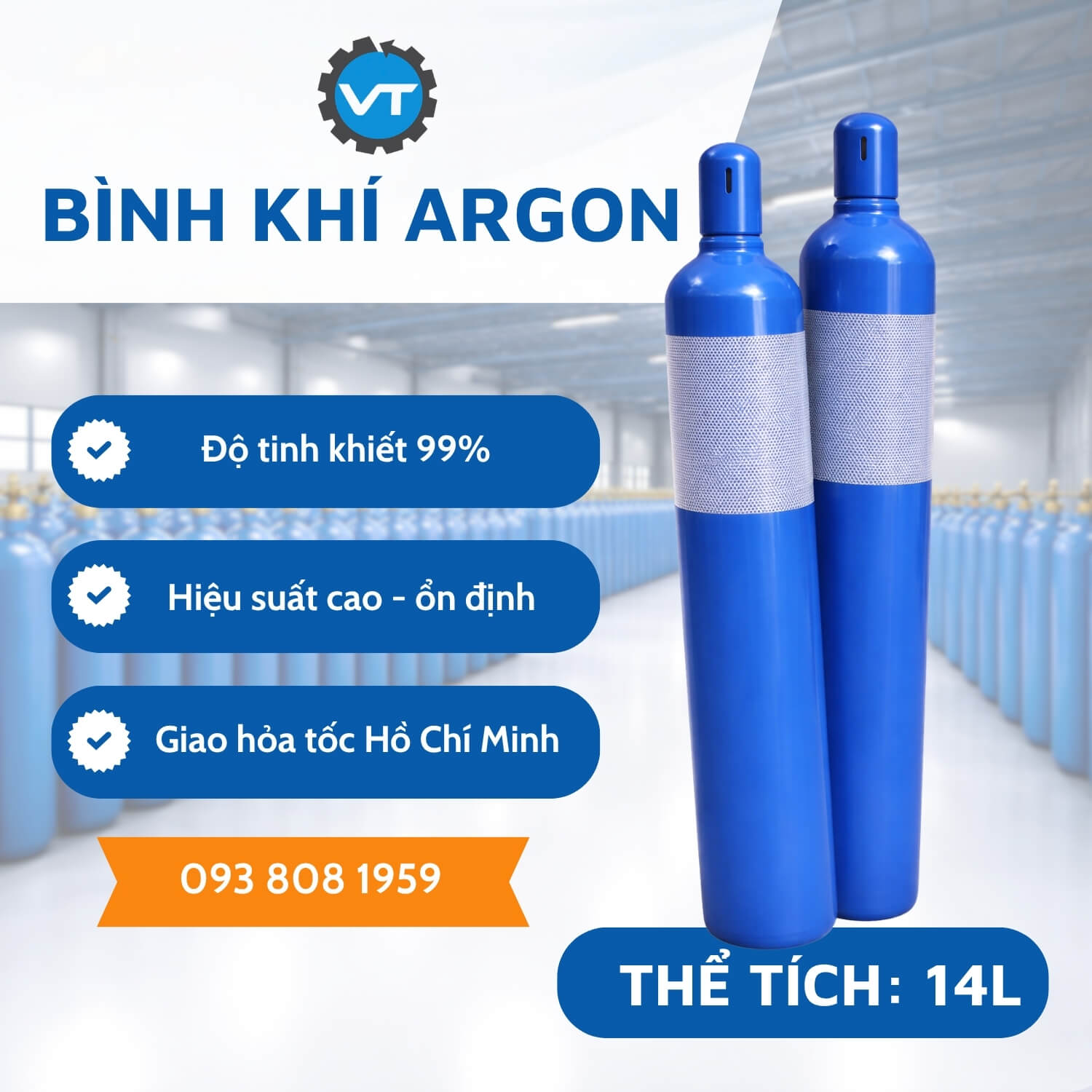 Khí Argon 14L A14 - khí Việt Tâm