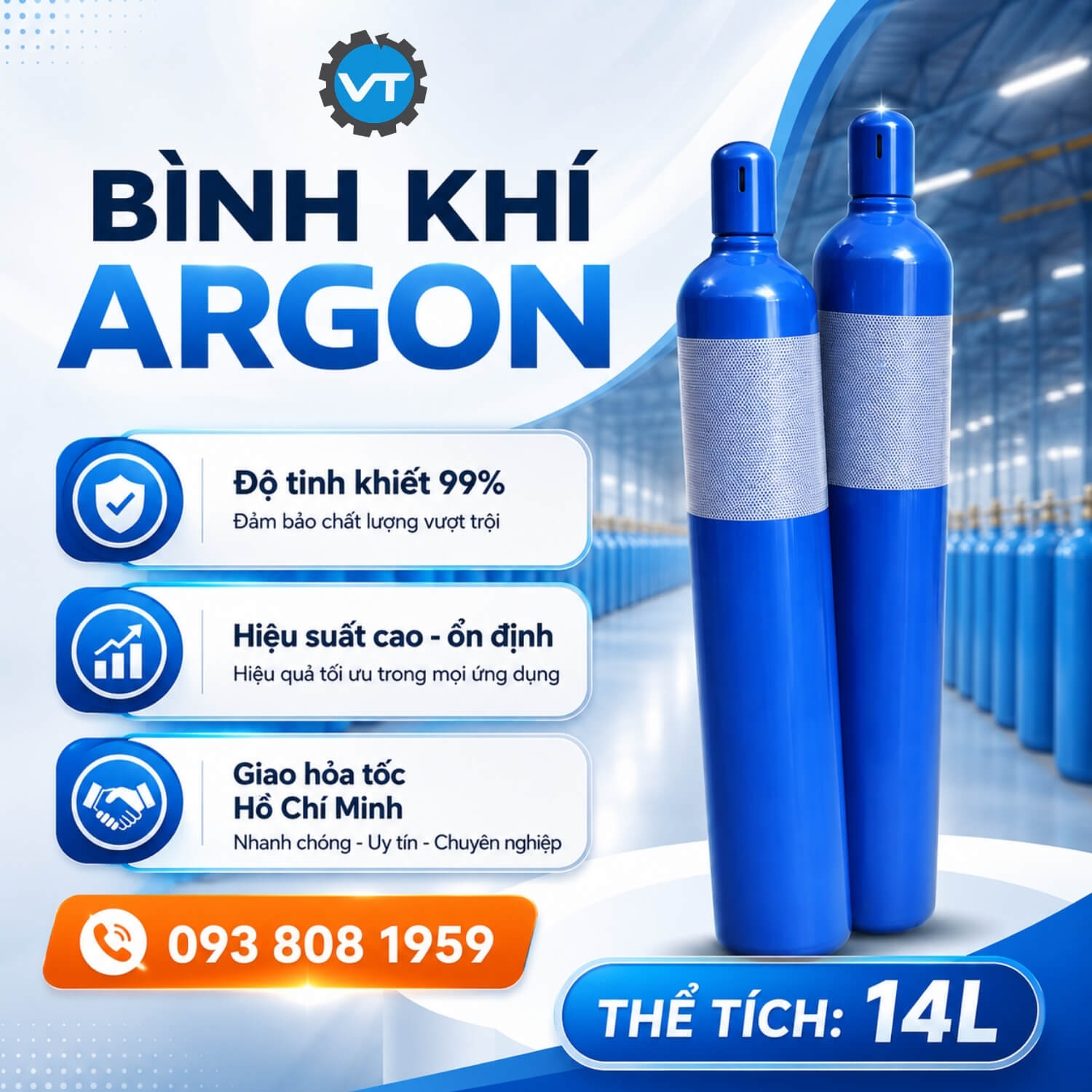 khí argon 14l