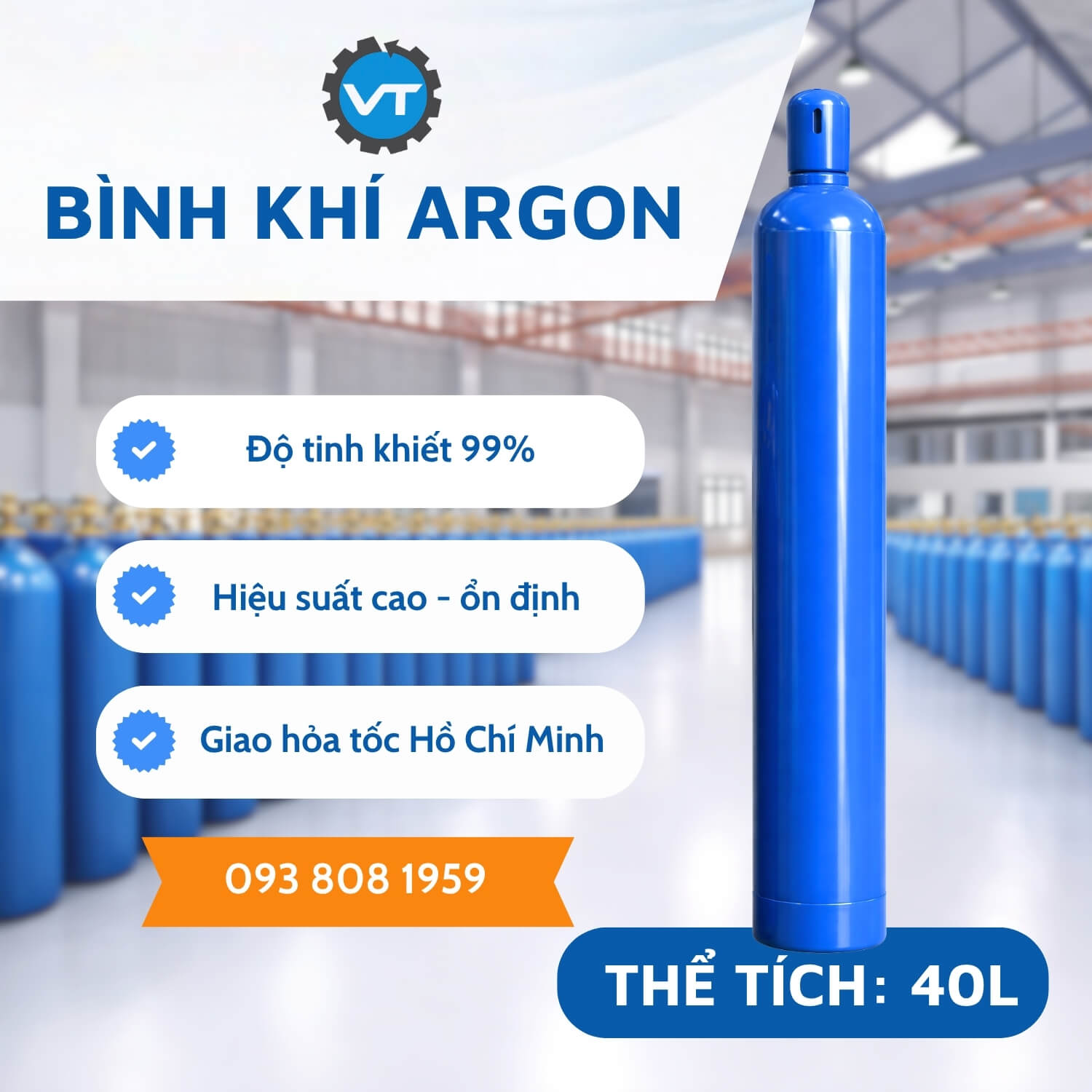 Khí Argon 40L A40 - Giải Pháp Khí Hàn Công Nghiệp, Ổn Định Cho Sản Xuất