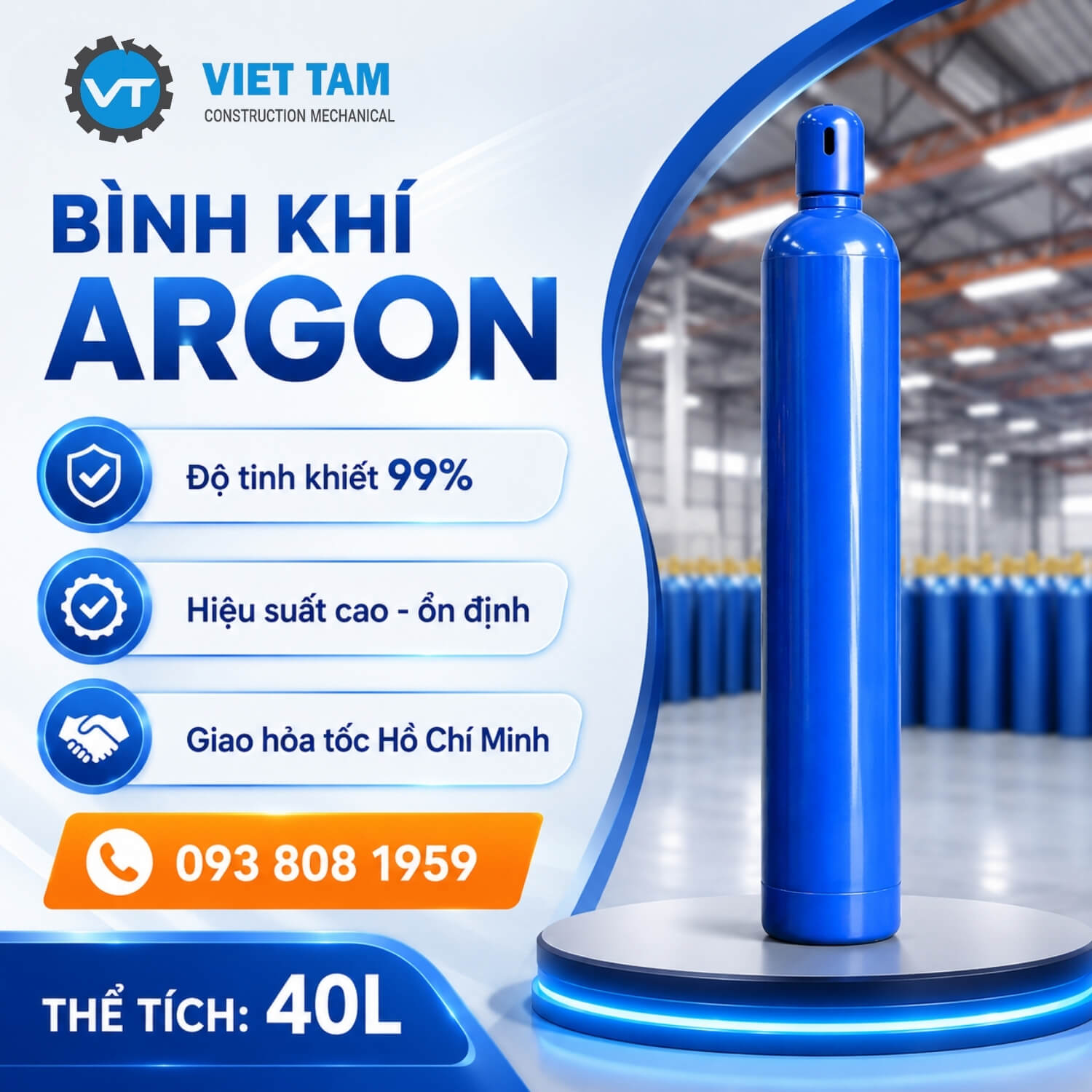 Khí Argon 40L Khí Việt Tâm
