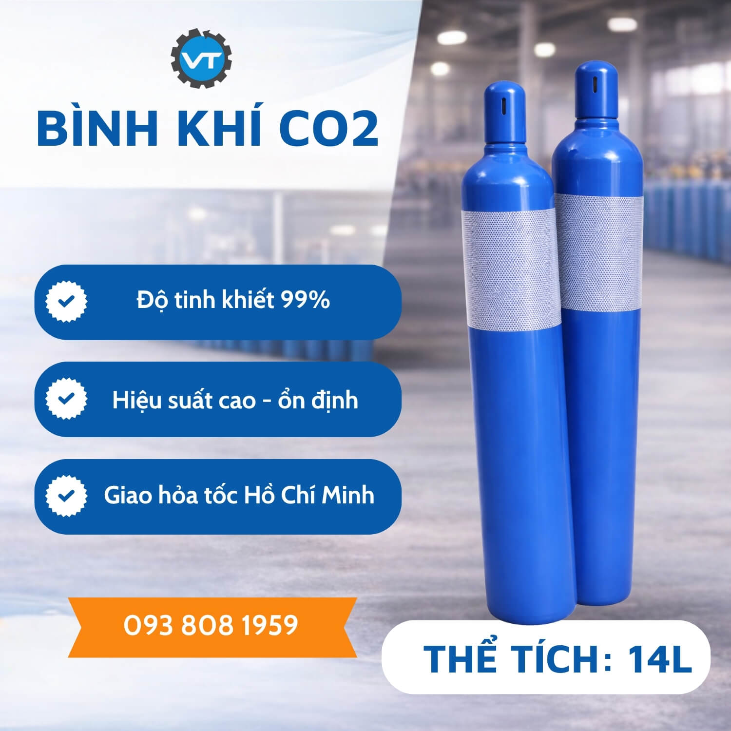 Khí CO2 14L C14 - Khí Hàn CO2 Ổn Định Hồ Quang, Giá Tốt