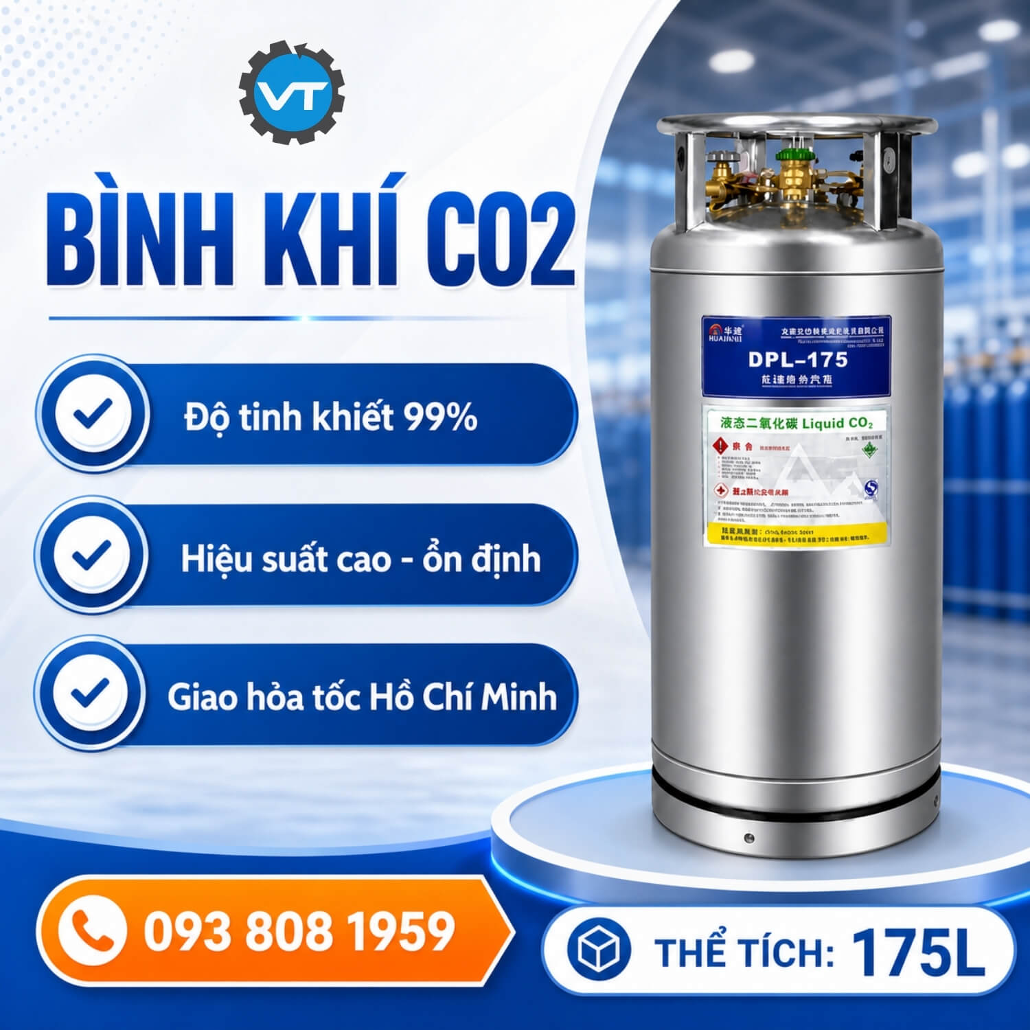 bình khí CO2 175 lít - khí Việt Tâm