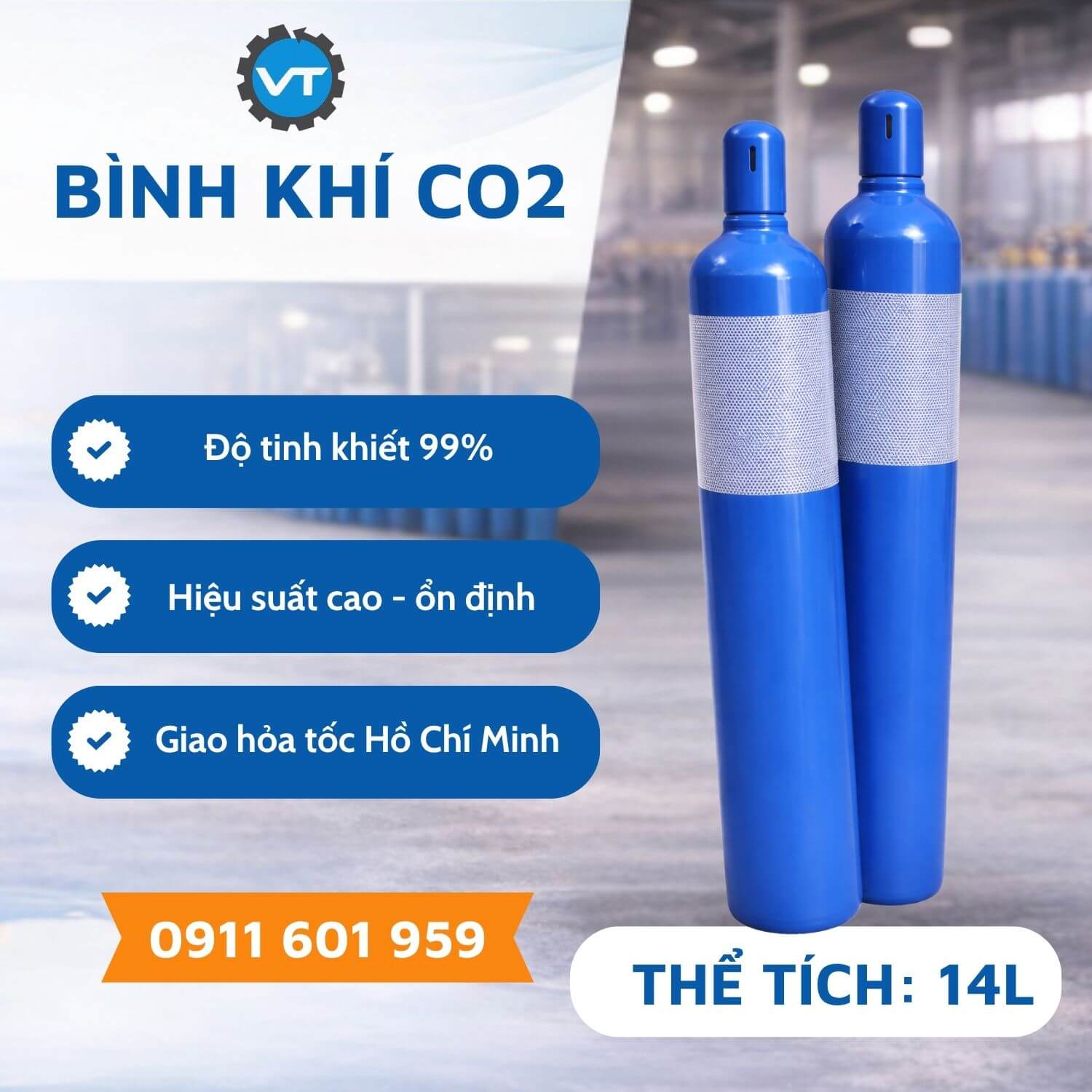 Khí CO2 14L C14 - Khí Hàn CO2 Ổn Định Hồ Quang, Giá Tốt