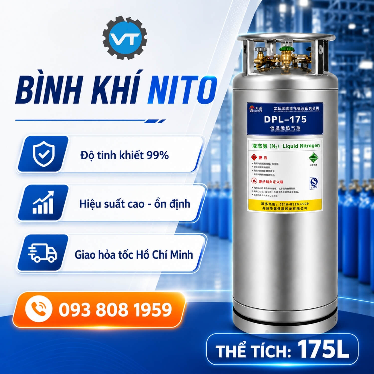Bình khí Nitơ lỏng 175L LNB - khí Việt Tâm