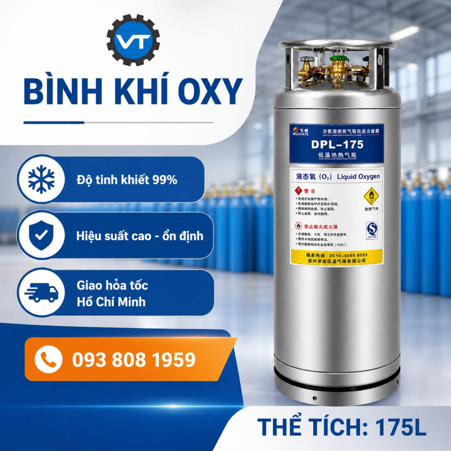 Bình khí OXY 175L - khí Việt Tâm