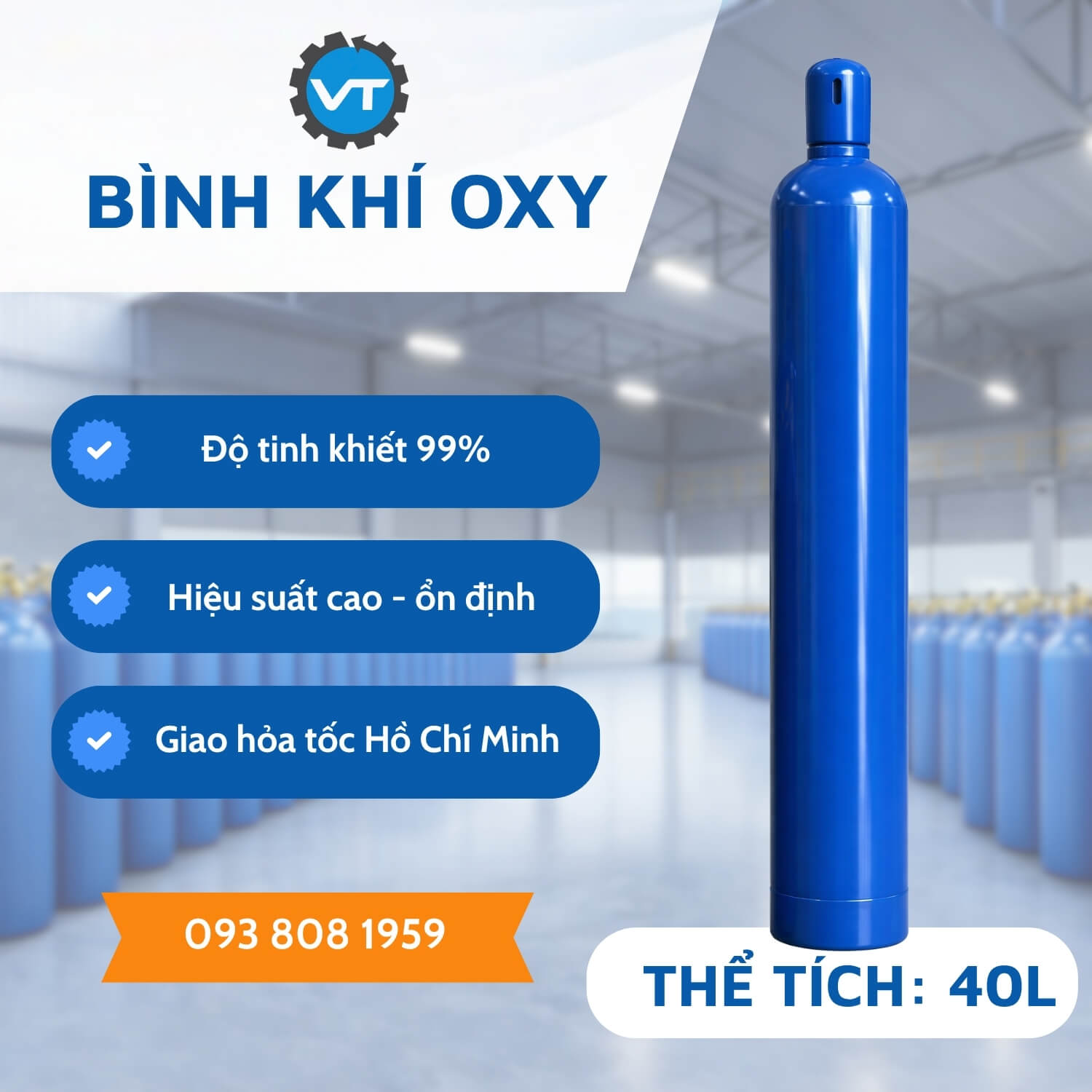 Khí Oxy 40L O40 - Khí Oxy Công Nghiệp Dùng Hàn Cắt Hiệu Quả