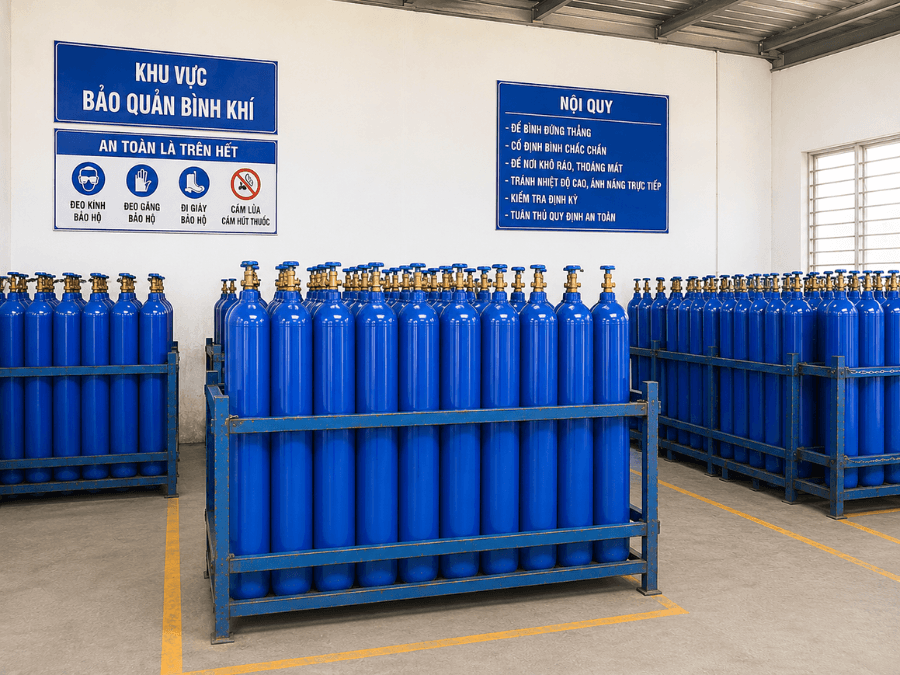 Bố trí bình CO2 trong xưởng