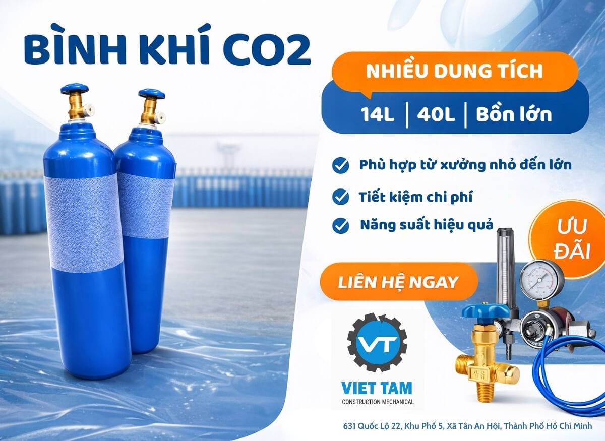 Đa dung tích bình khí CO2 đáp ứng nhu cầu