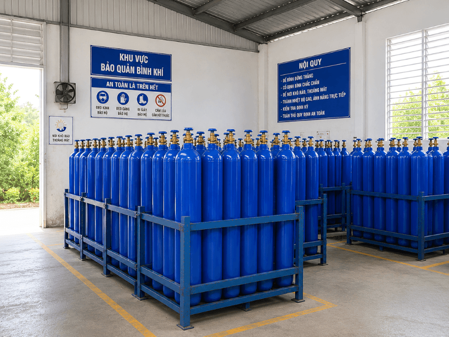 Đặt bình CO2 ở khu vực thông thoáng