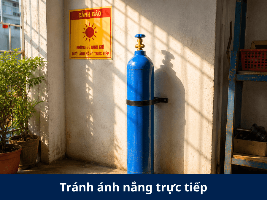 Đặt bình khí CO2 tránh ánh nắng trực tiếp