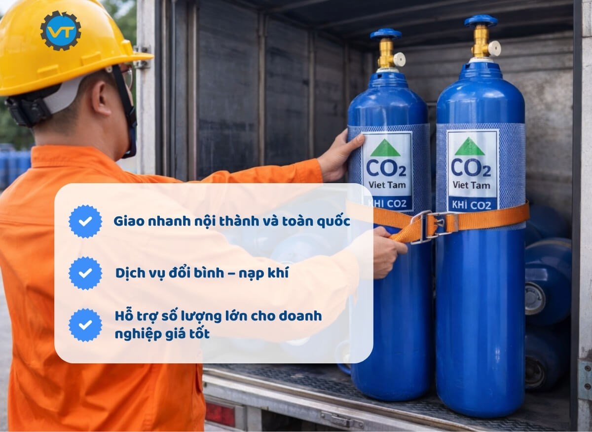 Giao hàng bình khí CO2 toàn quốc Việt Tâm