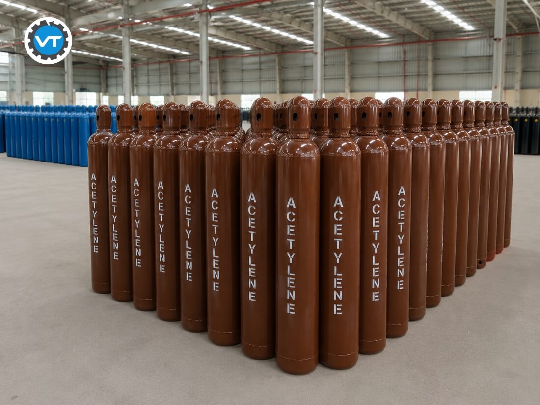 Bình khí Acetylene C2H2 được sử dụng cắt rộng rãi trên thị trường