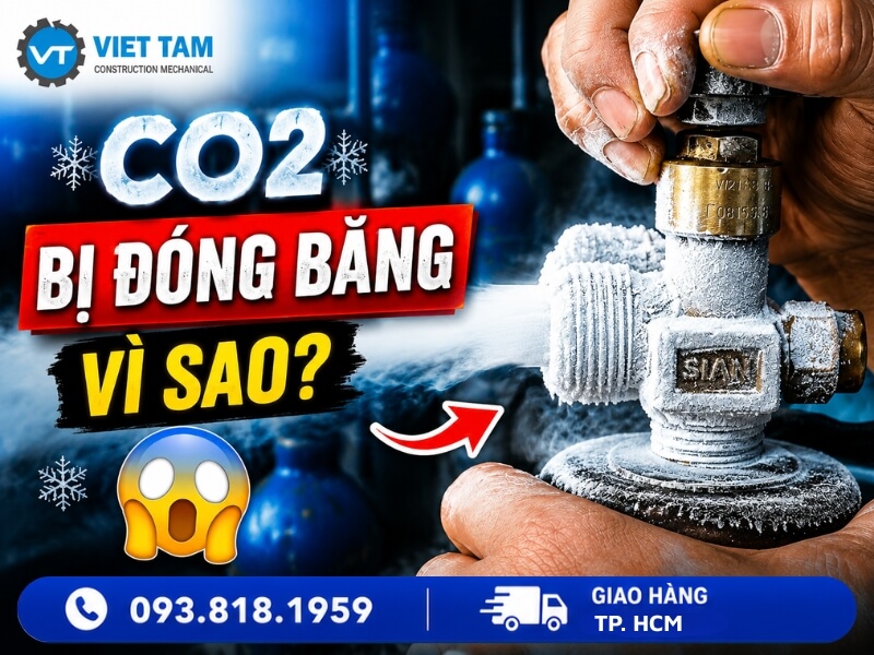 Bình CO2 bị đóng tuyết
