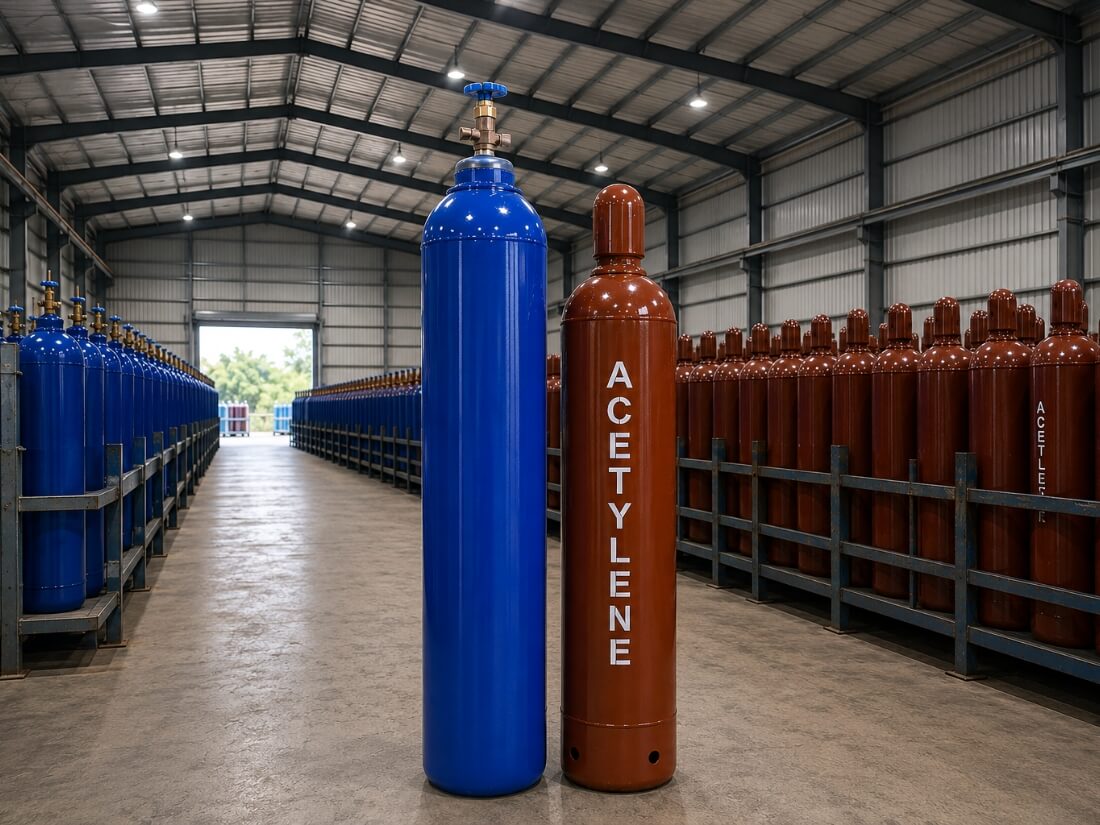 Bình khí Oxy kết hợp Bình khí Acetylene hàn cắt gió đá
