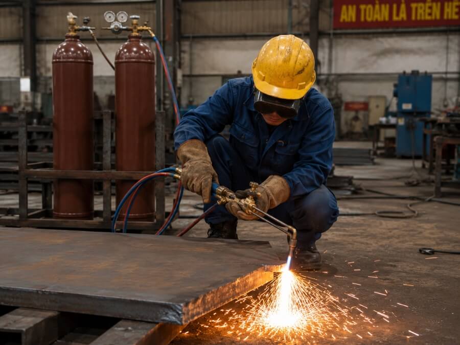 Khí C2H2 thường được sử dụng hàn cắt