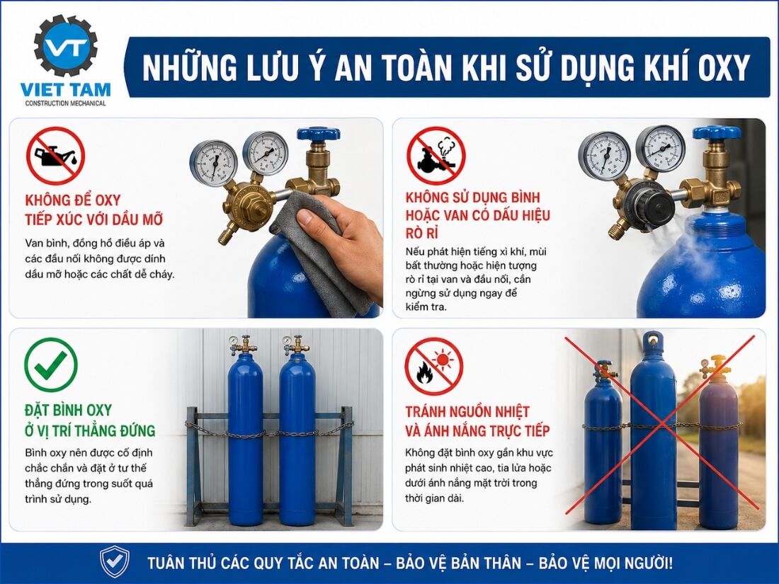 Những lưu ý khi sử dụng khí Oxy