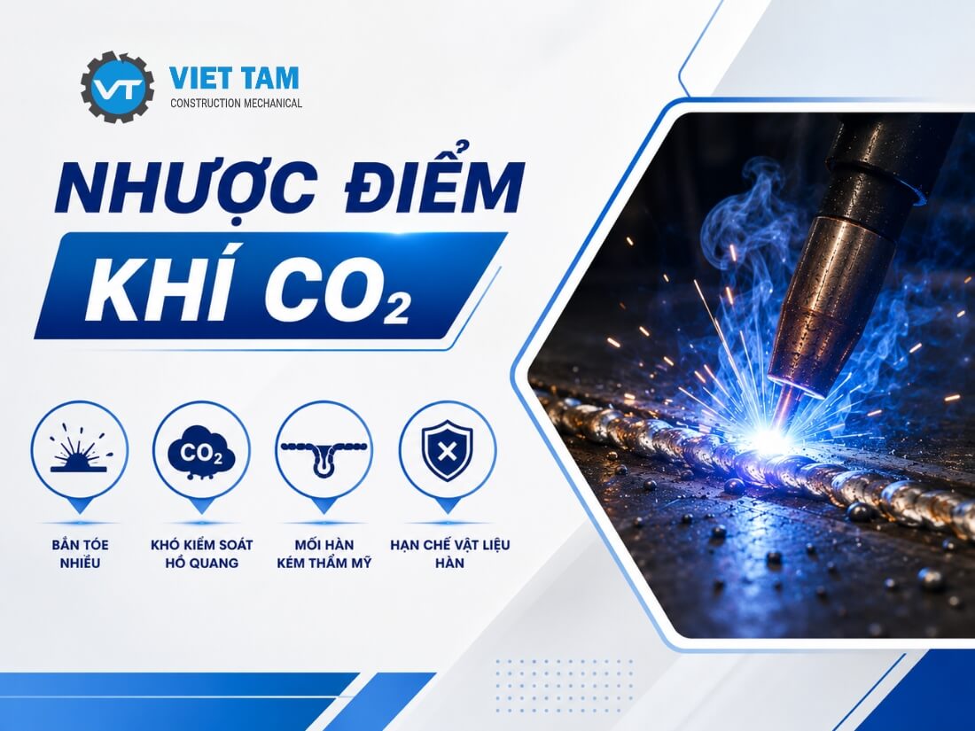 Nhược điểm Khí CO2 hàn MIG