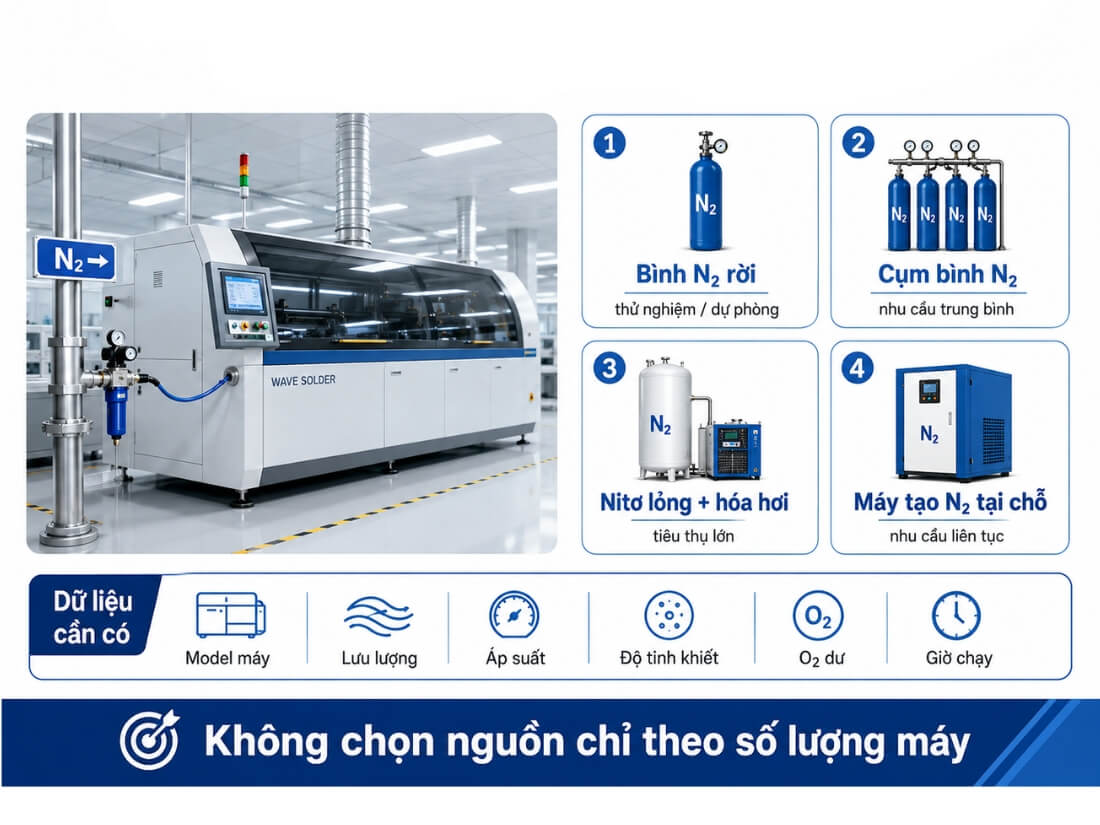 Các sự lựa chọn nguồn cấp Nito cho dây chuyền hàn sóng