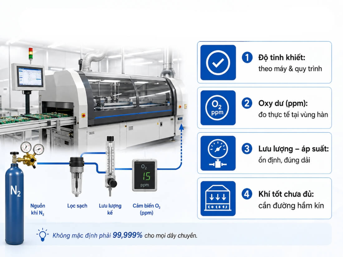 Các yêu cầu cơ bản khí Nito trong công nghệ hàn sóng