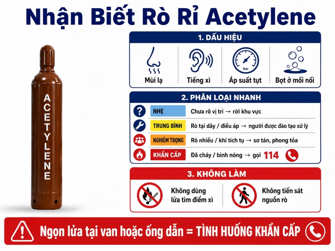 Cách nhận biết rò rỉ C2H2