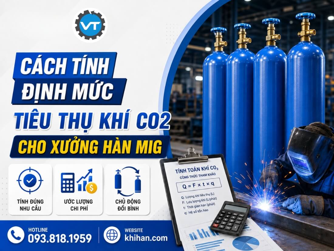 Cách tính định mức tiêu thụ khí CO2 cho xưởng hàn MIG