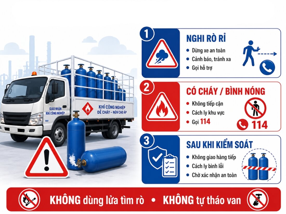 Cách xử lý trường hợp gặp sự cố rò rỉ khí công nghiệp