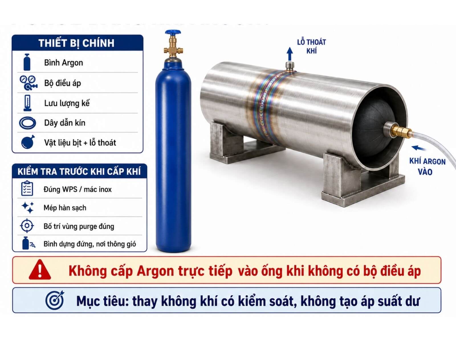 Cần chuẩn bị những gì để purge bằng khí Argon?