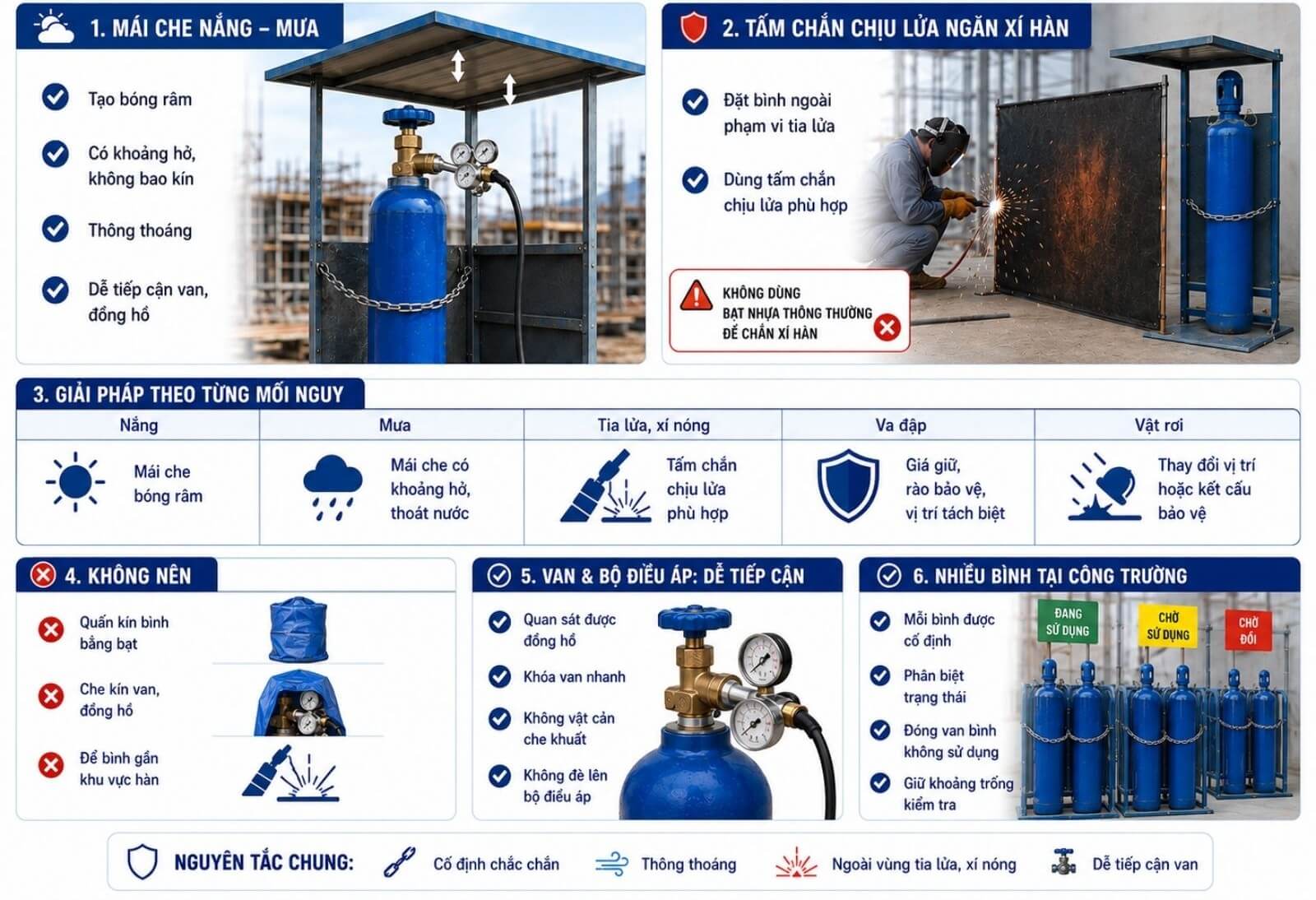 Cách che nắng, chống mưa và ngăn xỉ hàn cho bình CO2