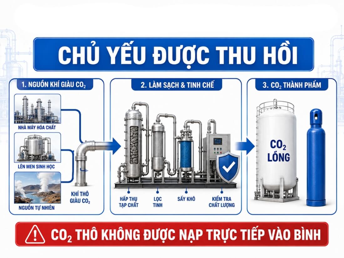 CO2 công nghiệp chủ yếu được thu hồi