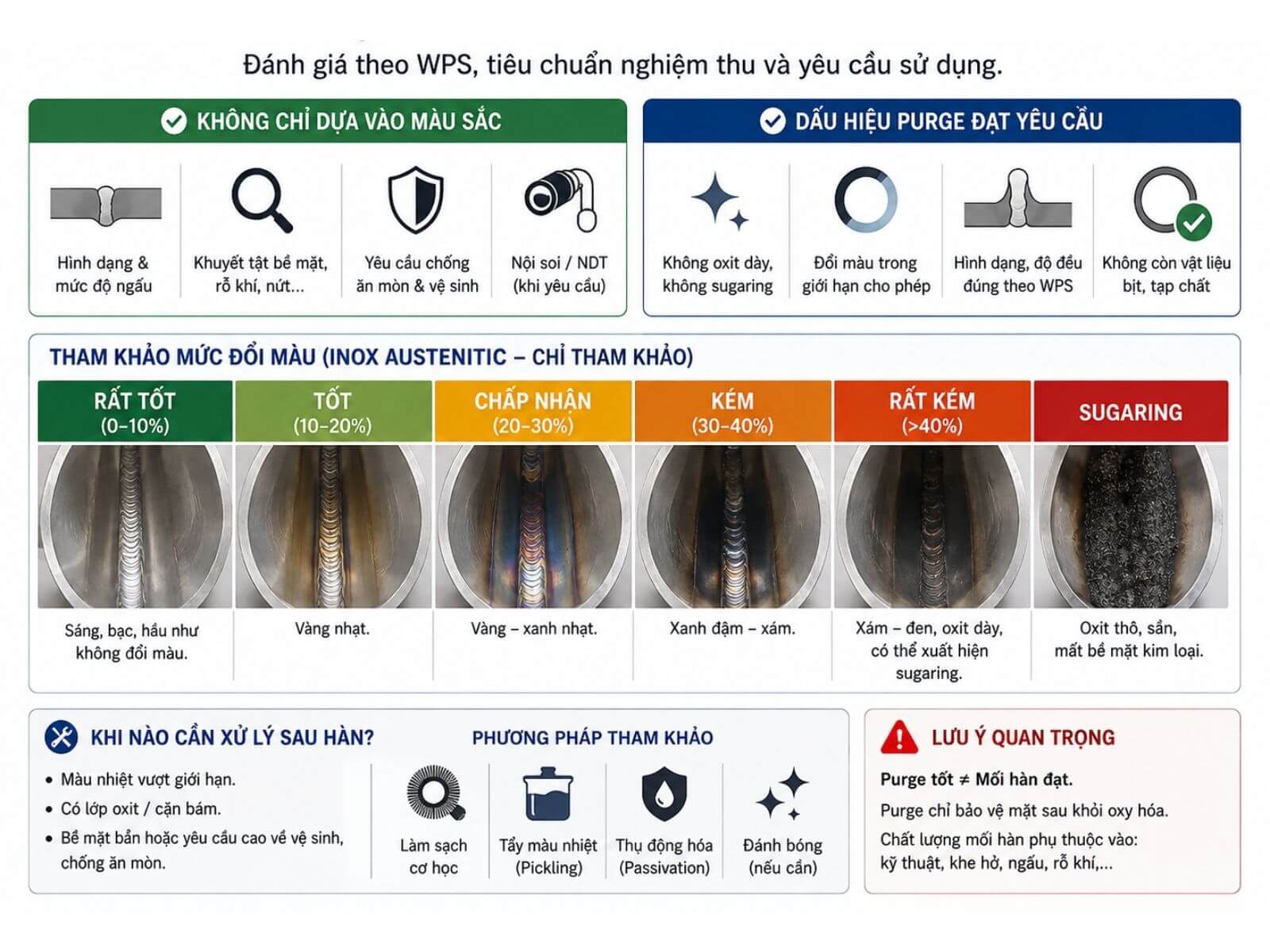 Đánh giá mặt sau mối hàn sau khi purge