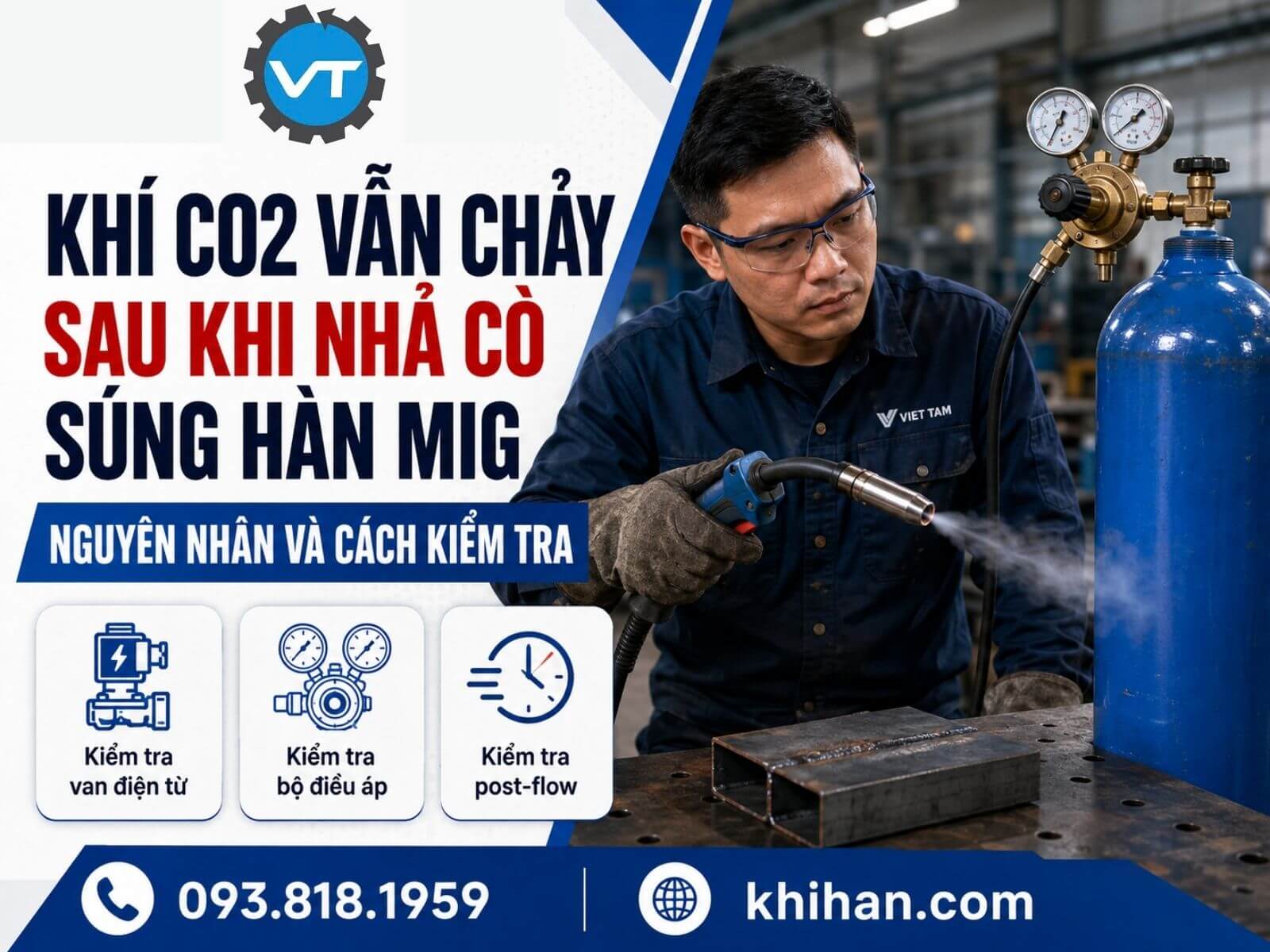 Khí CO2 Vẫn Chảy Sau Khi Nhả Cò Súng Hàn MIG: Nguyên Nhân Và Cách Kiểm Tra
