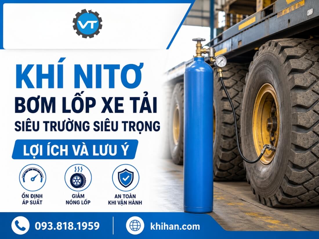 Khí Nito bơm lốp xe tải siêu trường siêu trọng