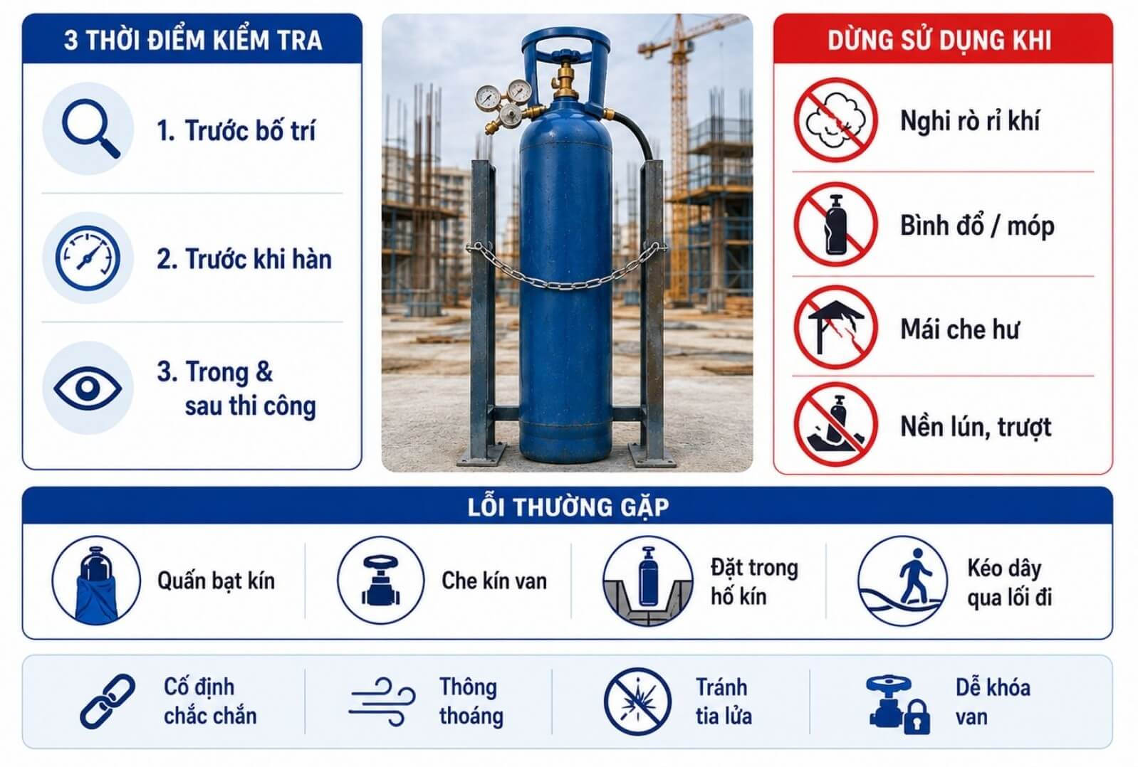 Quy trình kiểm tra bình CO2 trước, trong và sau khi thi công
