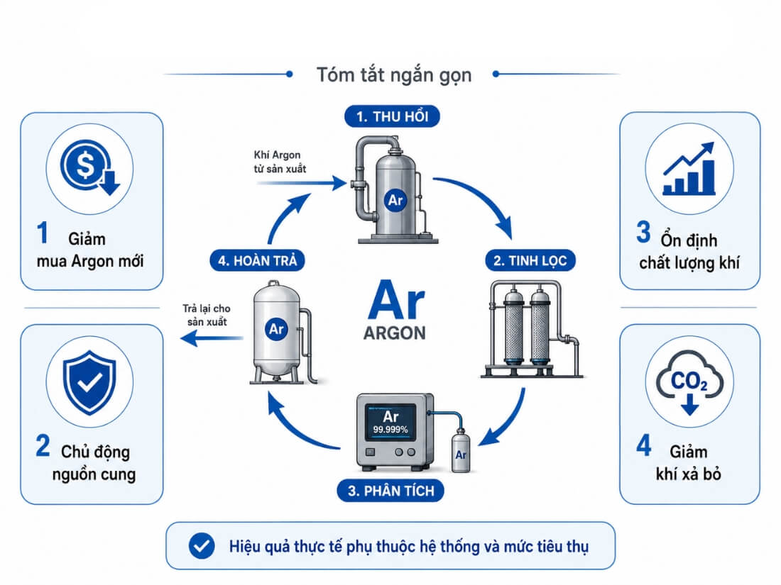 Lợi ích của việc thu hồi và tái sử dụng Argon
