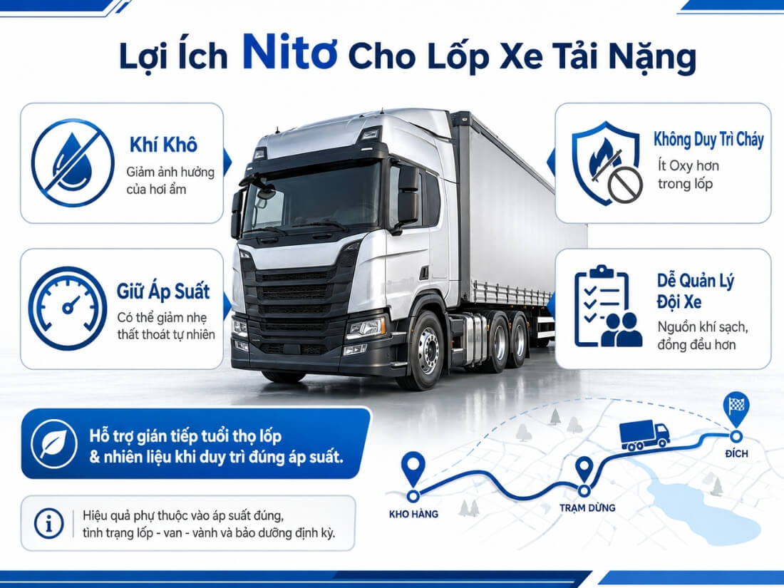 Lợi ích Nito cho lốp xe tải nặng