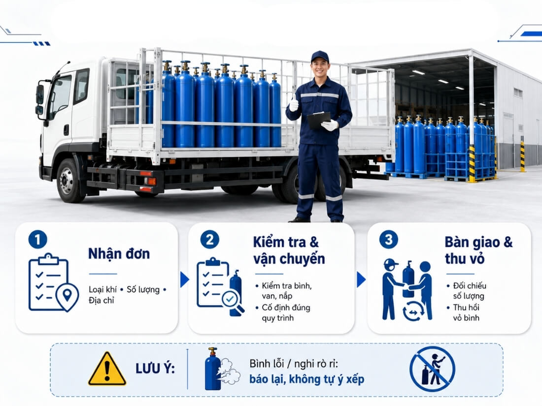 Những công việc tài xế giao nhận bình khí