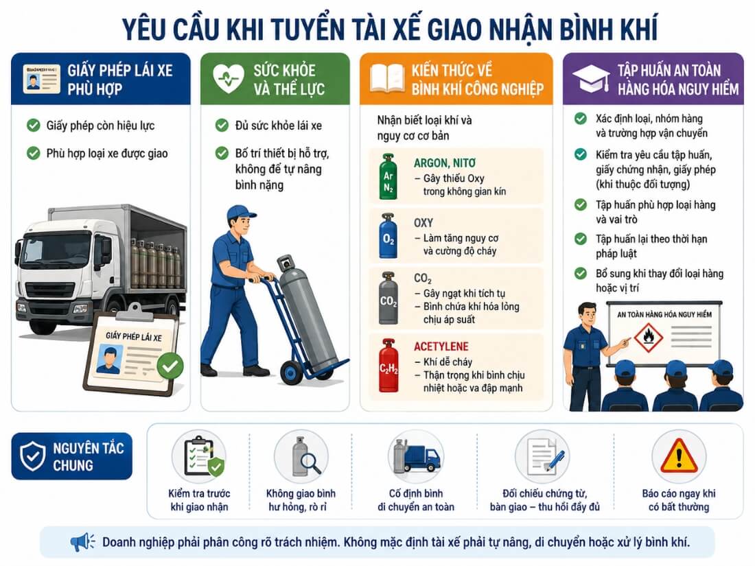 Những yêu cầu khi tuyển tài xế giao nhận bình khí