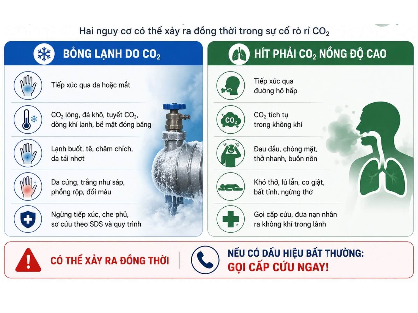 Phân biệt bỏng lạnh và ngạt khí CO2