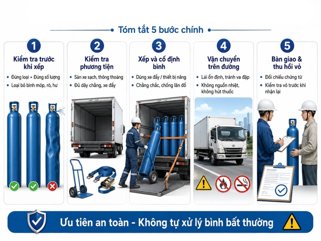 Tóm tắt 5 bước quy trình giao nhận bình khí an toàn