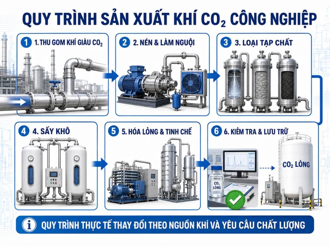 Quy trình sản xuất khí CO2 công nghiệp