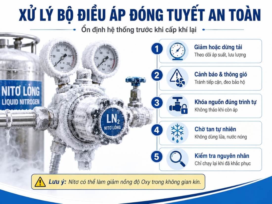 Quy trình xử lý bộ điều áp Nito bị đóng tuyết an toàn