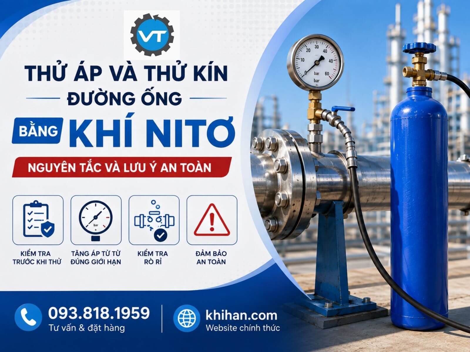 Thử Áp Và Thử Kín Đường Ống Bằng Khí Nitơ: Nguyên Tắc Và Lưu Ý An Toàn