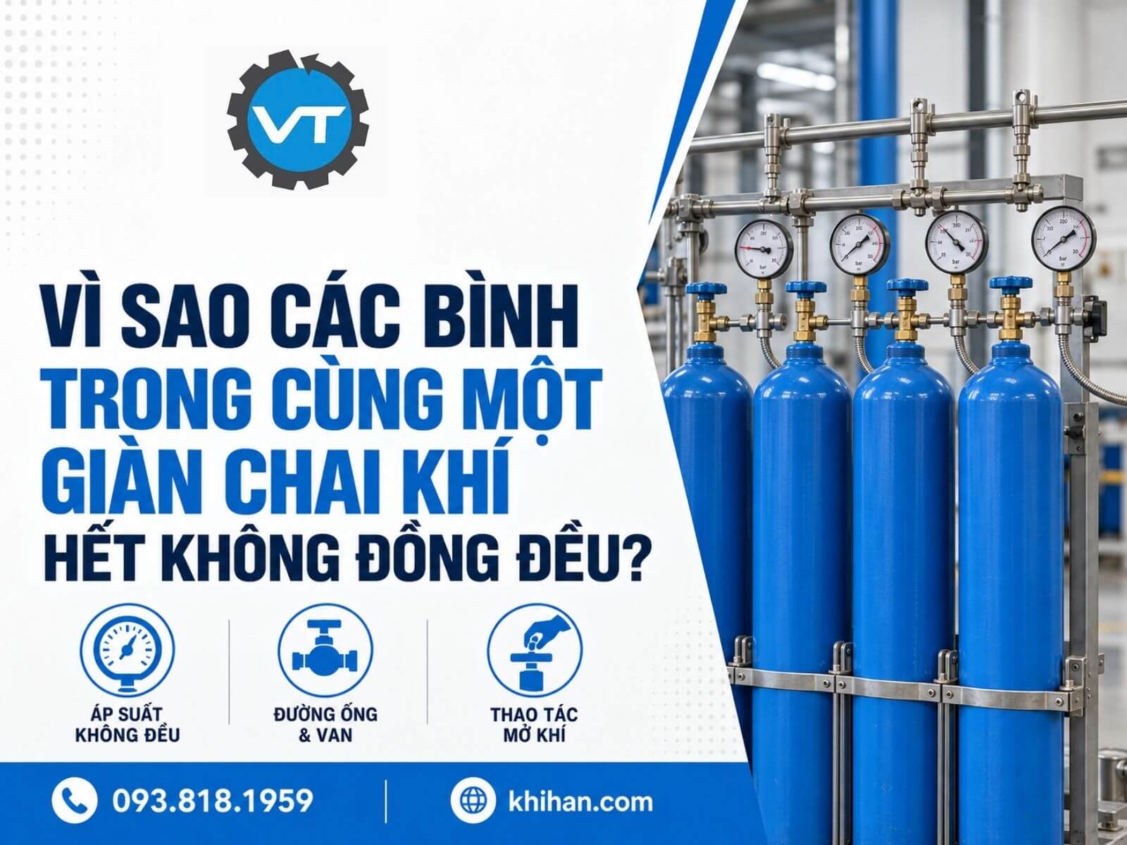 Vì Sao Các Bình Trong Cùng Một Giàn Chai Khí Hết Không Đồng Đều?