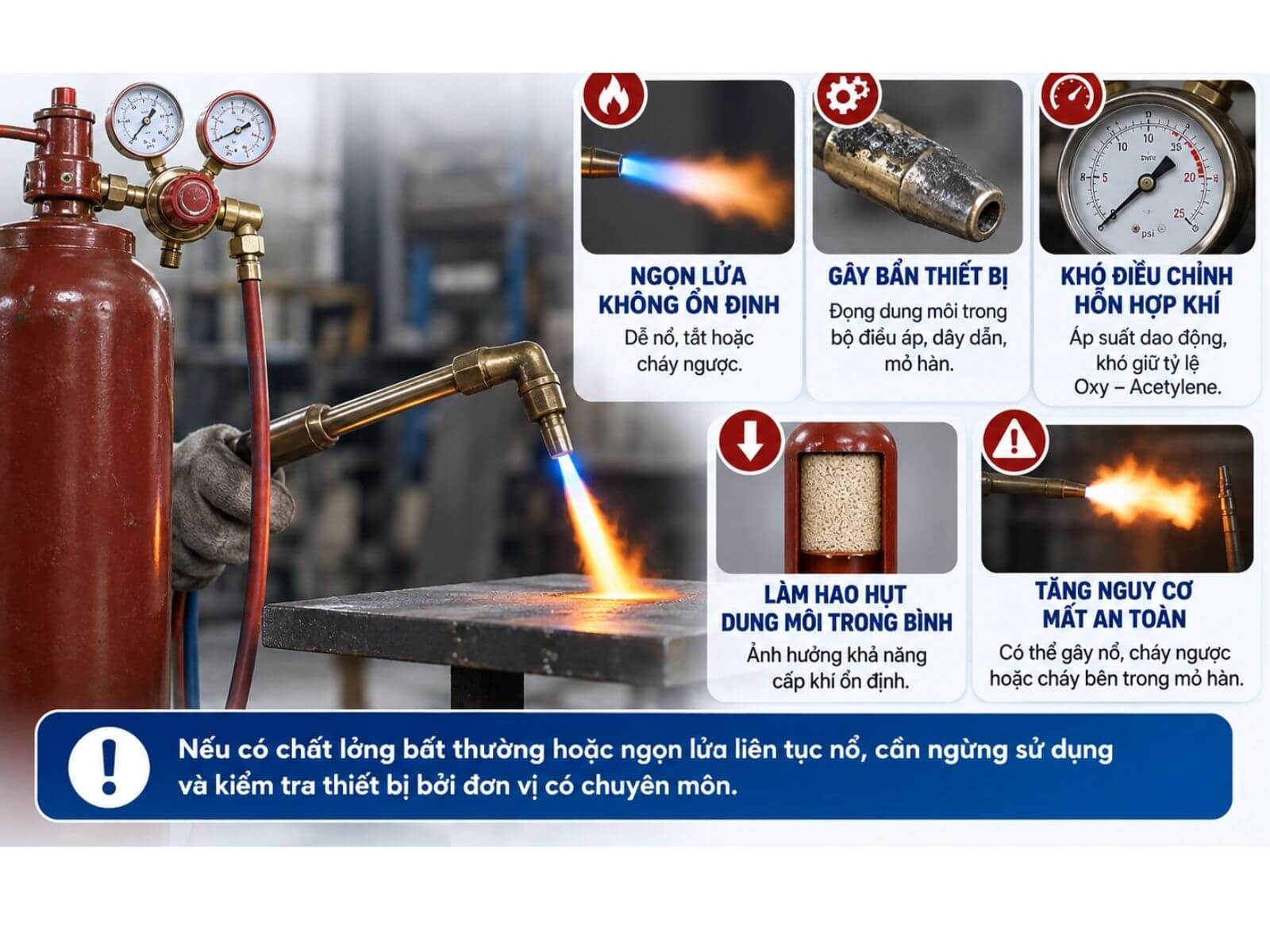 Acetone Đi Vào Mỏ Hàn Gây Ảnh Hưởng Gì?