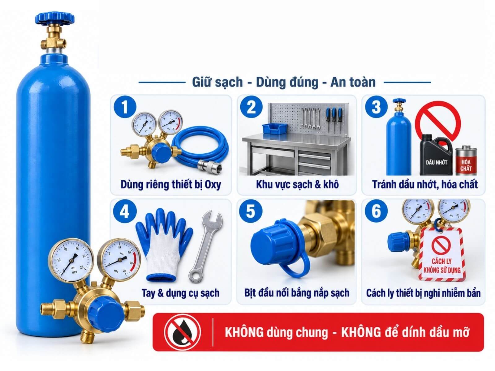 Cách Phòng Ngừa Nhiễm Dầu Mỡ Cho Thiết Bị Oxy
