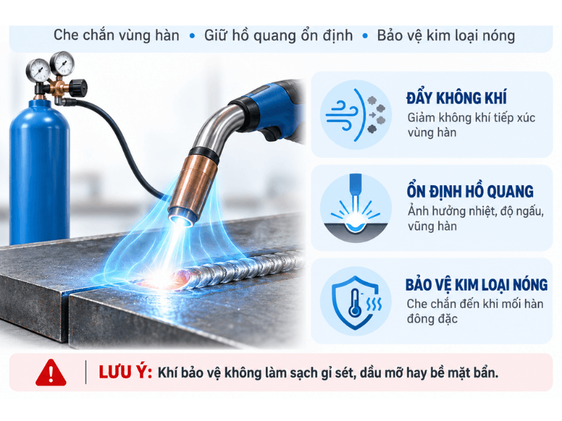 Khí Bảo Vệ Mối Hàn Hoạt Động Như Thế Nào?