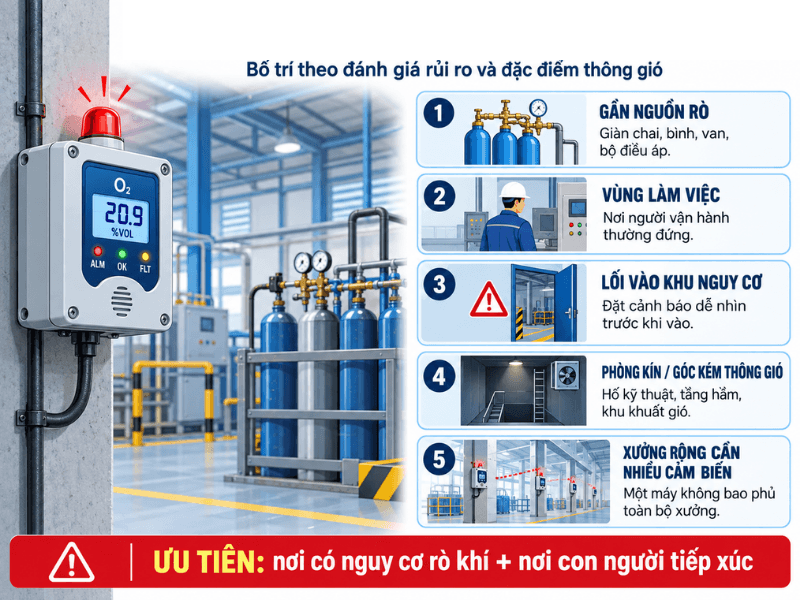 Nên Đặt Máy Cảnh Báo Thiếu Oxy Ở Những Vị Trí Nào?